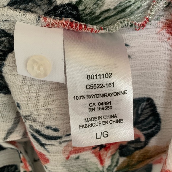 Hilary Radley Tropical Floral Tie Waist Tunic Blouse Dainty Feminine - Picture 6 of 9